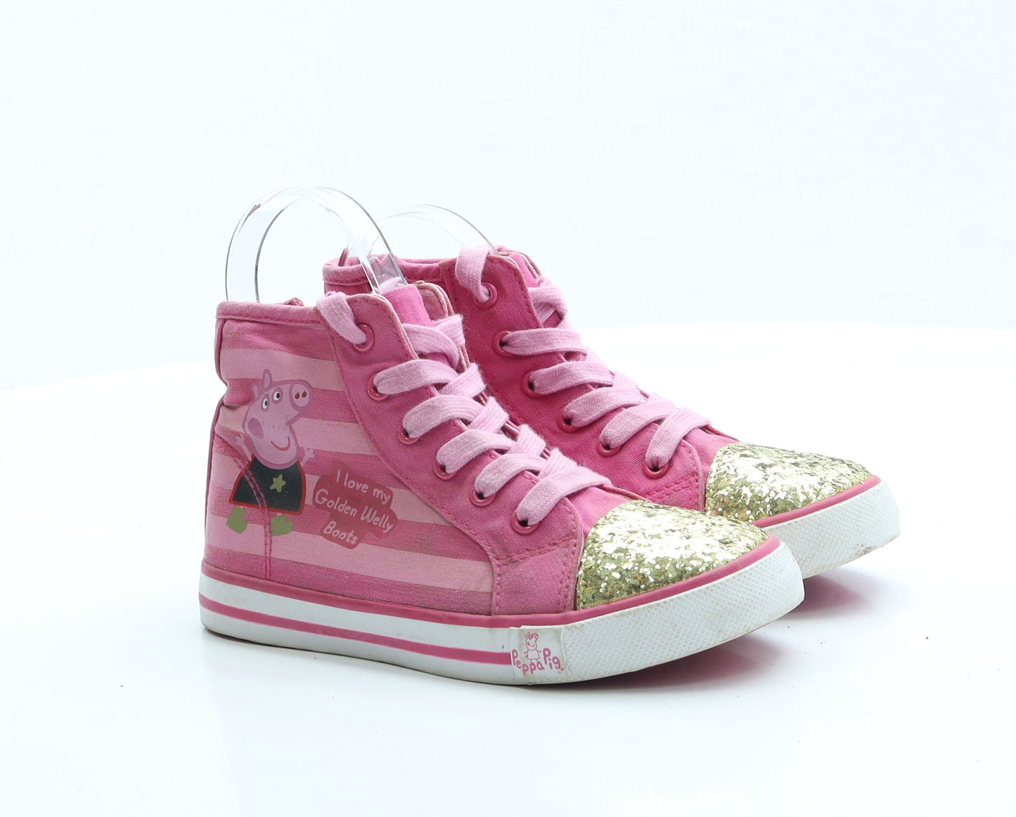 Marks and Spencer Girls Pink Striped Fabric Trainer UK 13 - Peppa Pig