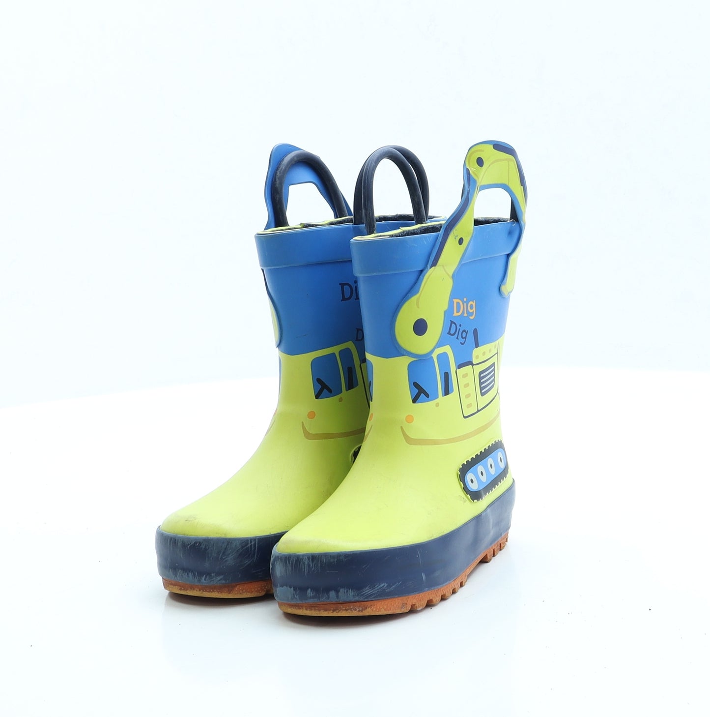 F&F Boys Yellow Rubber Wellies Boot UK 6 - Digger