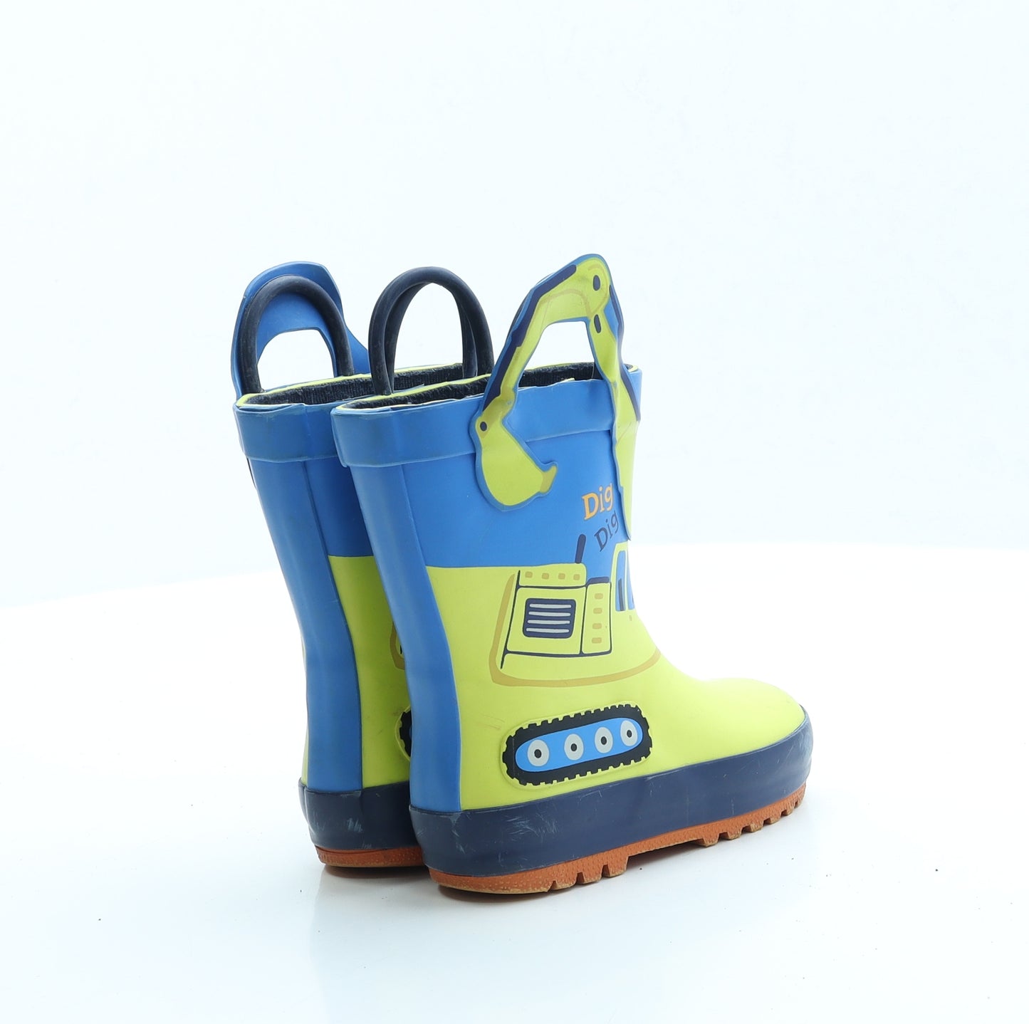 F&F Boys Yellow Rubber Wellies Boot UK 6 - Digger