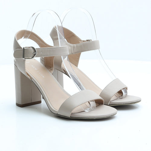 New Look Womens Pink Faux Leather Strappy Heel UK 6 EUR 39
