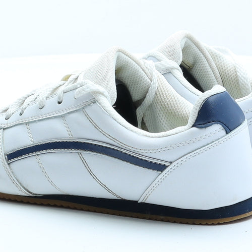 Preworn Mens White Faux Leather Trainer UK 7 EUR 40