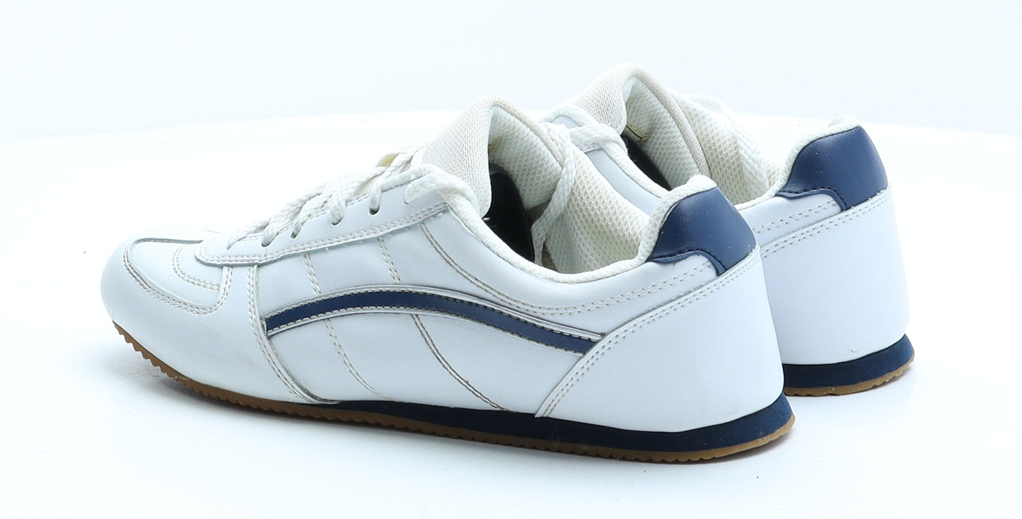 Preworn Mens White Faux Leather Trainer UK 7 EUR 40