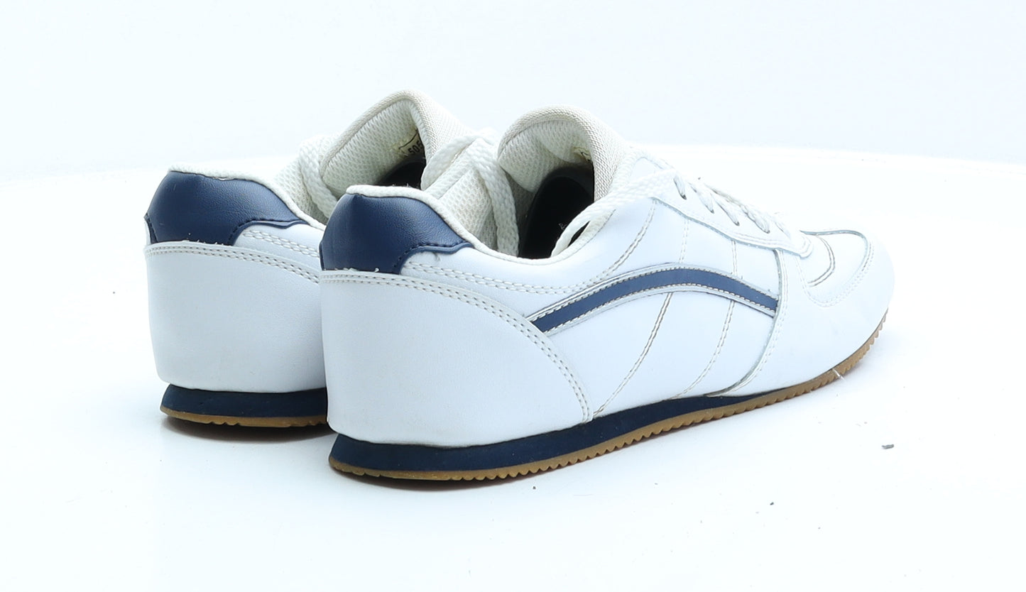 Preworn Mens White Faux Leather Trainer UK 7 EUR 40