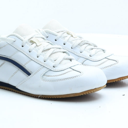 Preworn Mens White Faux Leather Trainer UK 7 EUR 40