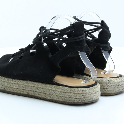 Preworn Womens Black Faux Suede Strappy Sandal UK 8 EUR 42