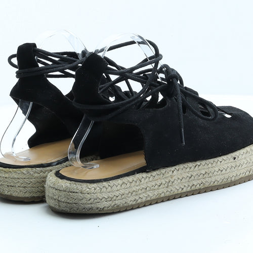 Preworn Womens Black Faux Suede Strappy Sandal UK 8 EUR 42