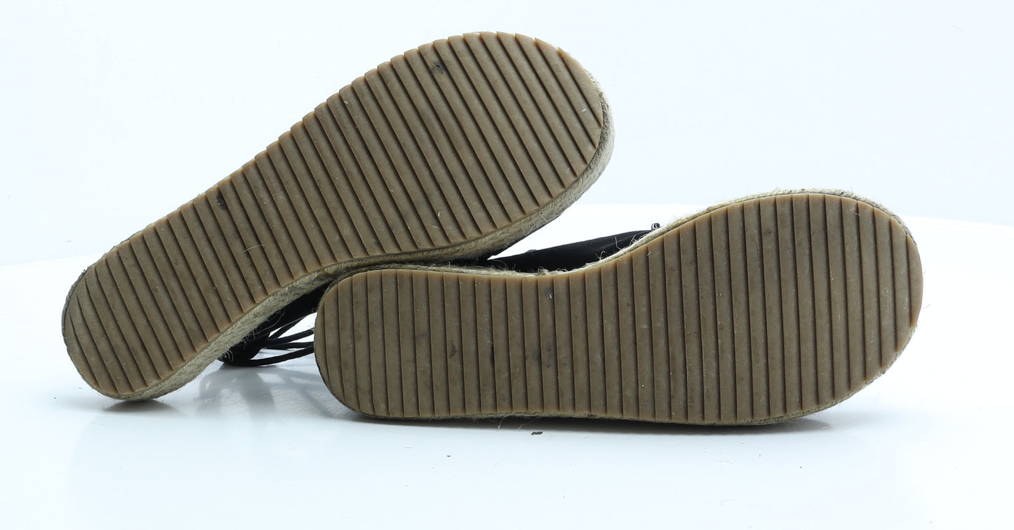 Preworn Womens Black Faux Suede Strappy Sandal UK 8 EUR 42
