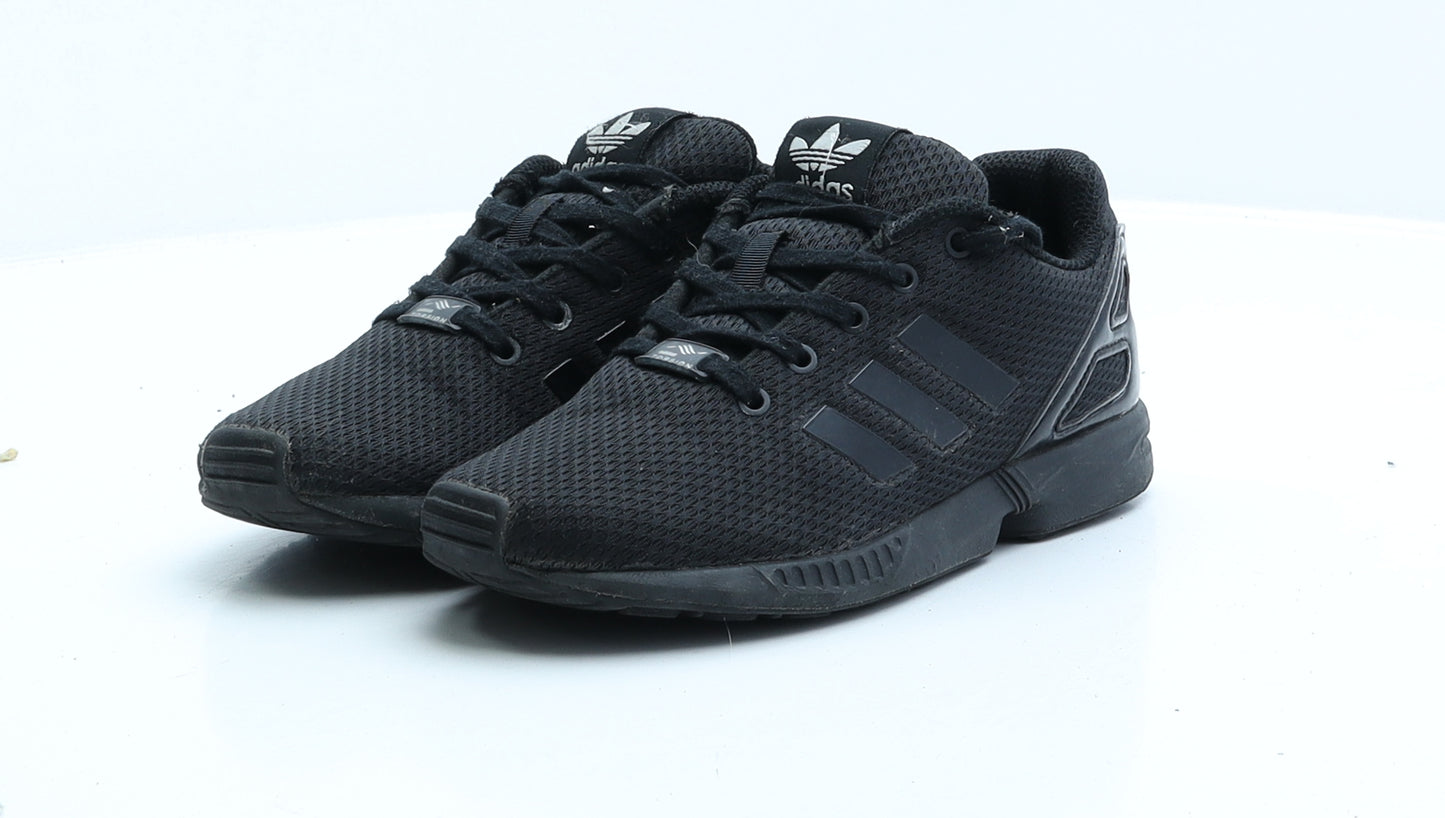 adidas Boys Black Striped Polyester Trainer UK 1 EUR 33