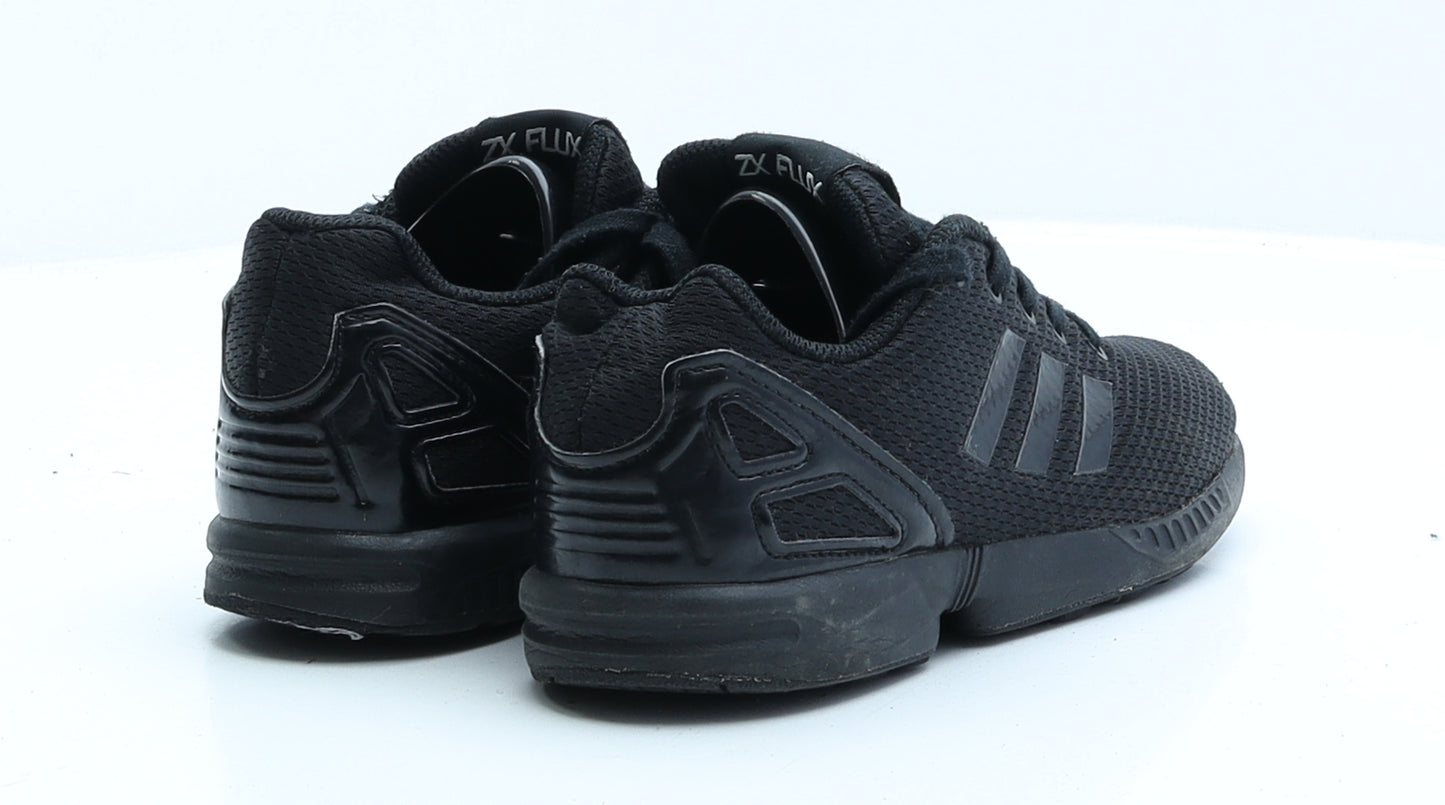 adidas Boys Black Striped Polyester Trainer UK 1 EUR 33
