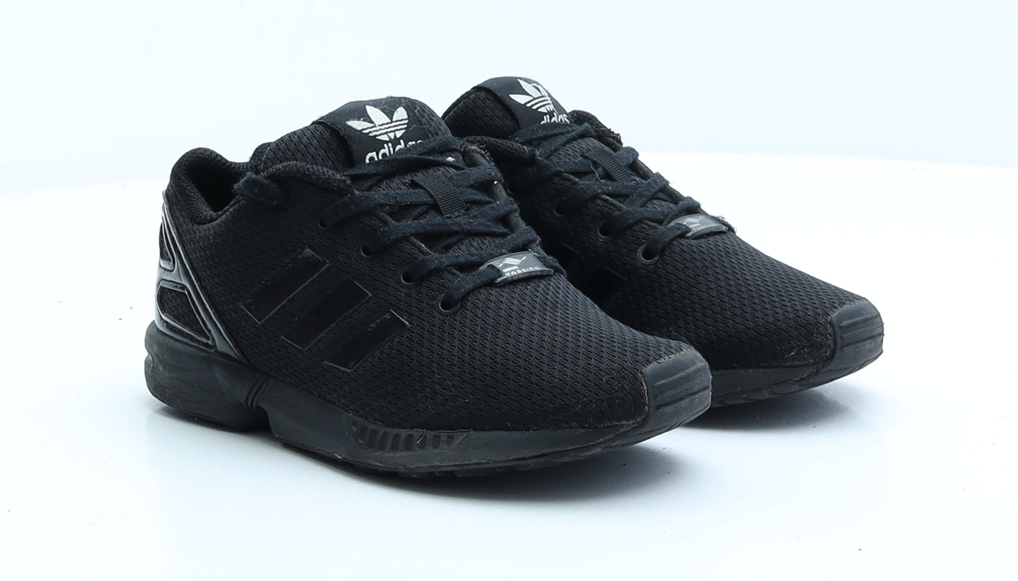 adidas Boys Black Striped Polyester Trainer UK 1 EUR 33