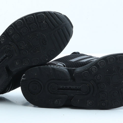adidas Boys Black Striped Polyester Trainer UK 1 EUR 33