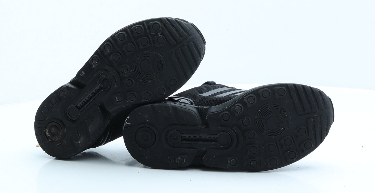 adidas Boys Black Striped Polyester Trainer UK 1 EUR 33