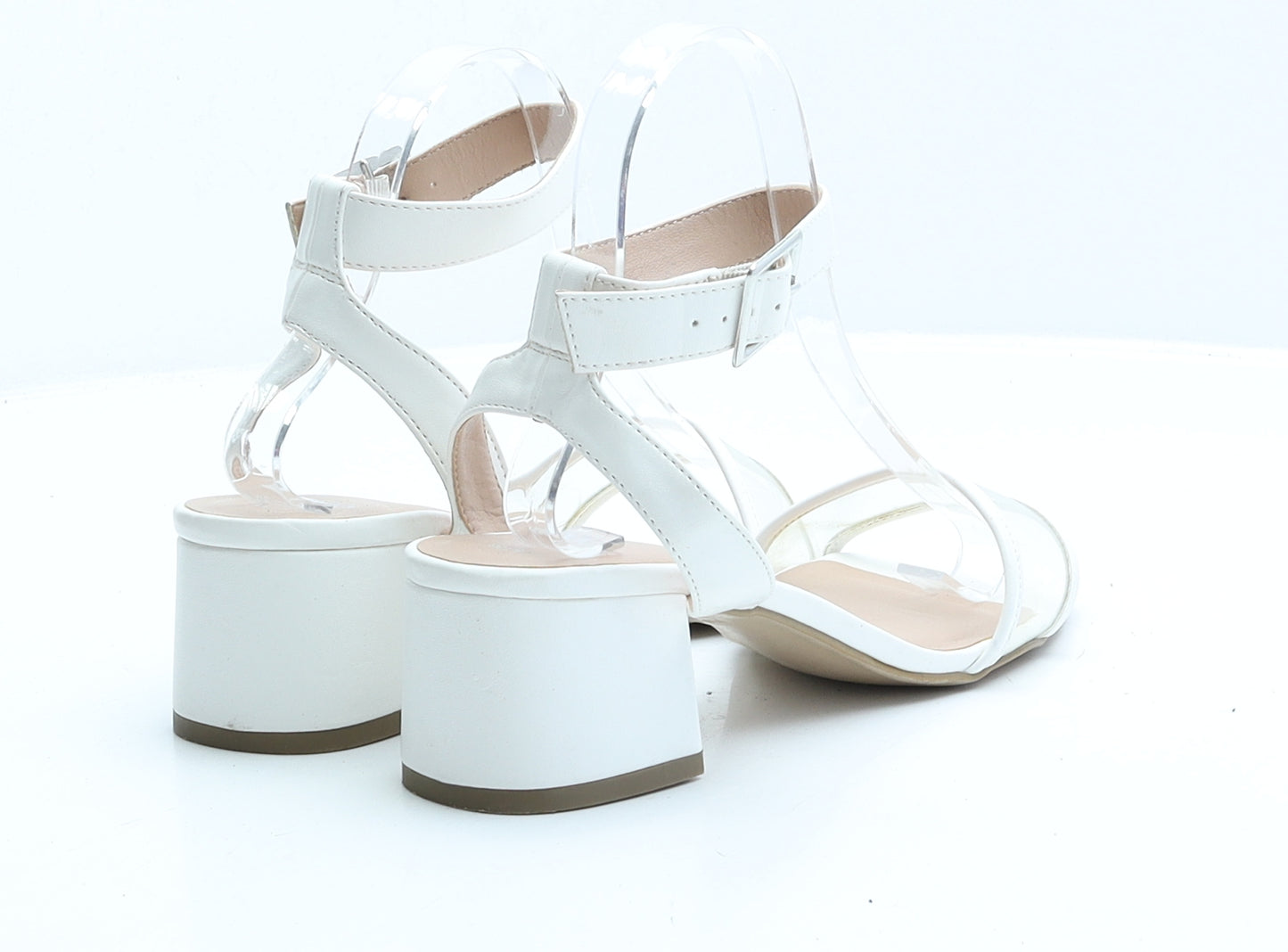 New Look Womens White Faux Leather Strappy Heel UK 5 EUR 38