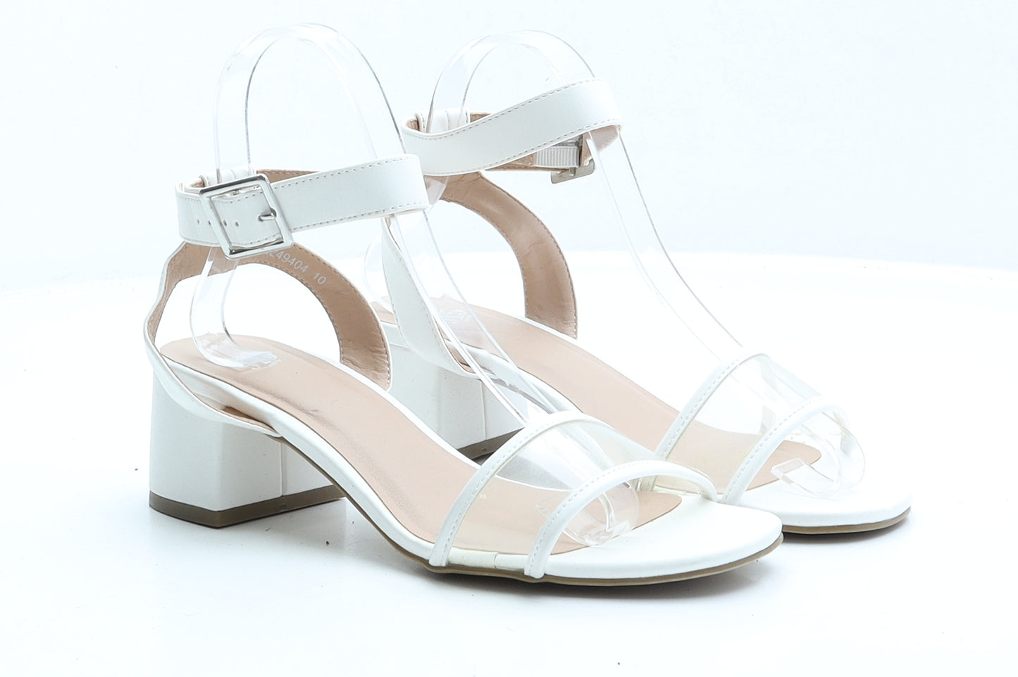 New Look Womens White Faux Leather Strappy Heel UK 5 EUR 38
