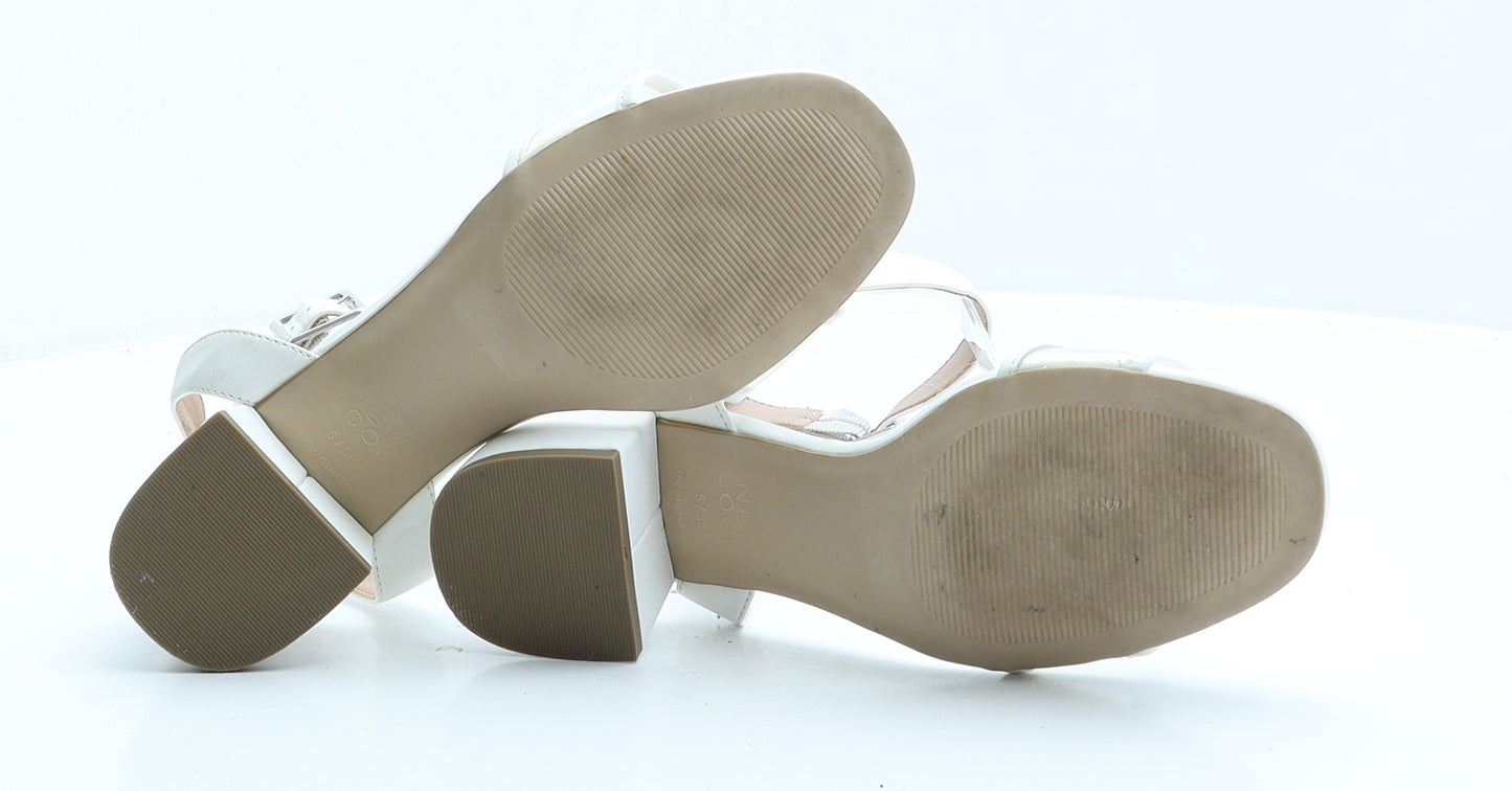 New Look Womens White Faux Leather Strappy Heel UK 5 EUR 38
