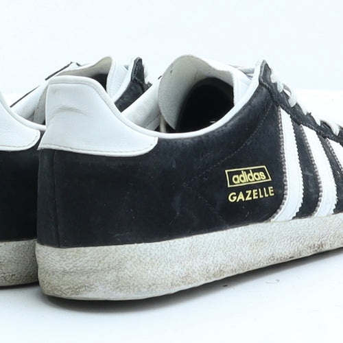 Adidas Gazelle Mens Black Striped Faux Suede Trainer UK 7.5 EUR 41