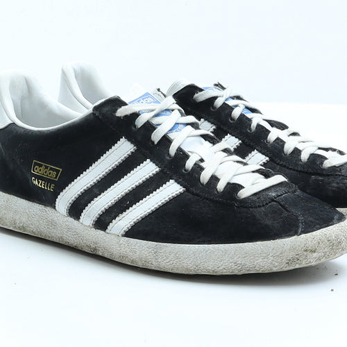 Adidas Gazelle Mens Black Striped Faux Suede Trainer UK 7.5 EUR 41