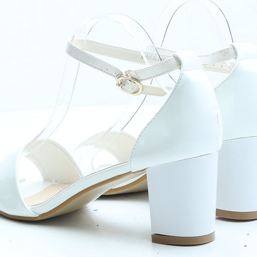 Cucu Womens White Patent Leather Strappy Heel UK 8 EUR 41