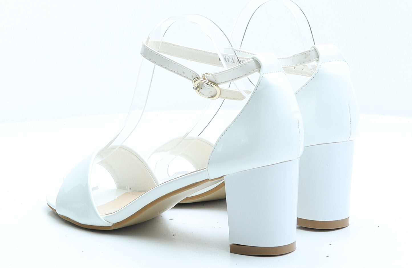 Cucu Womens White Patent Leather Strappy Heel UK 8 EUR 41