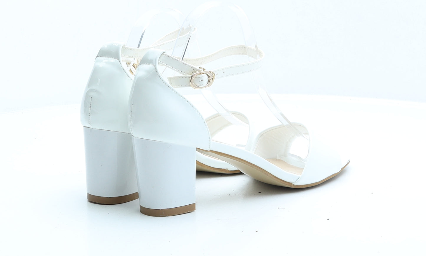 Cucu Womens White Patent Leather Strappy Heel UK 8 EUR 41