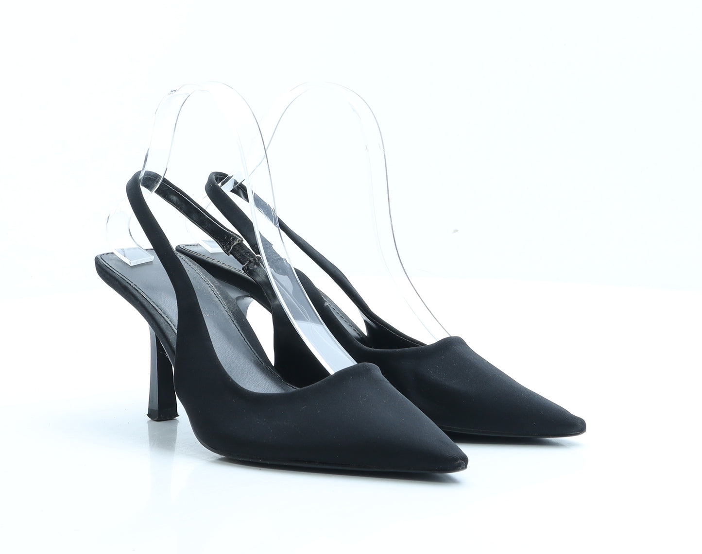 Schuh Womens Black Polyester Slingback Heel UK 4 EUR 37