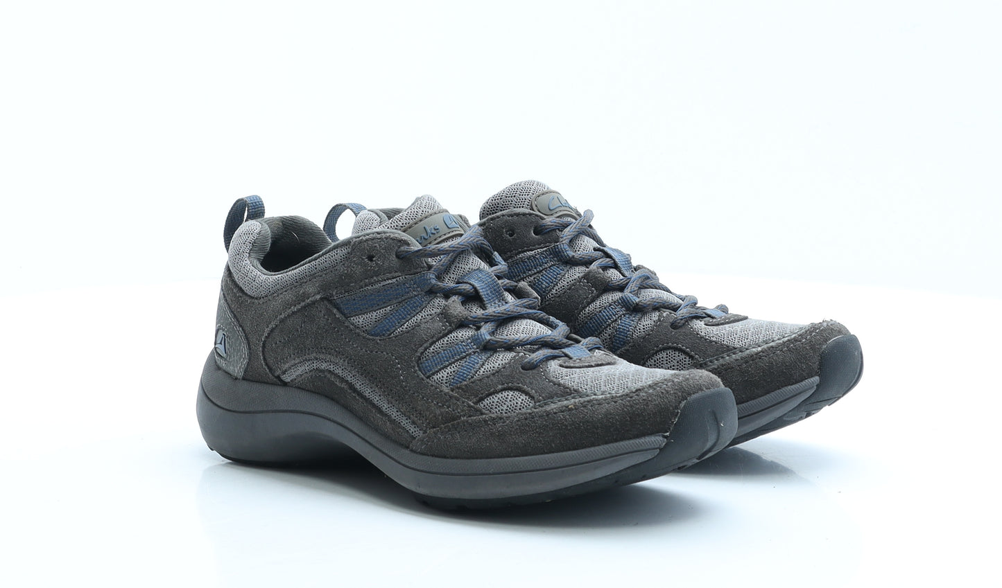 Clarks Womens Grey Colourblock Polyester Trainer UK 3 EUR 36