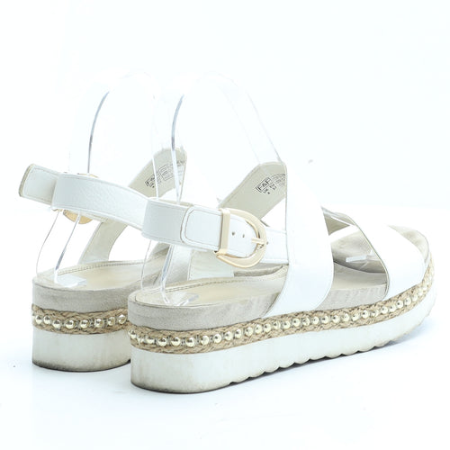Preworn Womens White Polyester Slingback Sandal UK 4 EUR 37