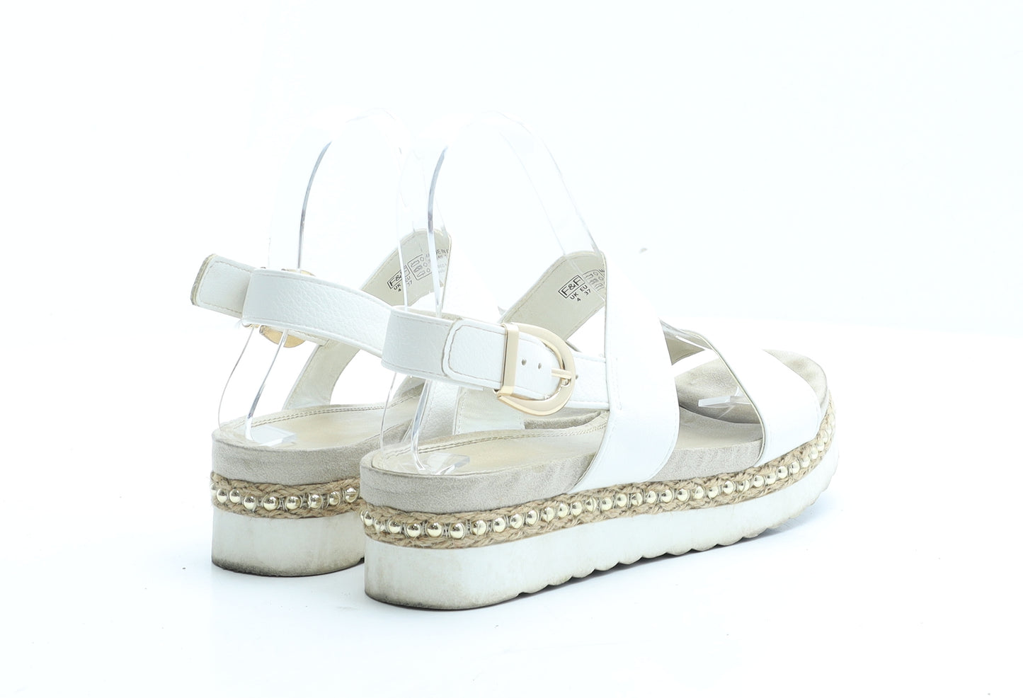 Preworn Womens White Polyester Slingback Sandal UK 4 EUR 37