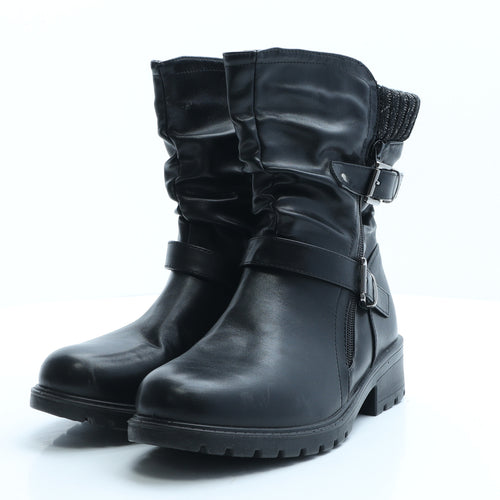 Lilley Womens Black Polyester Slip On Boot UK 7 EUR 40