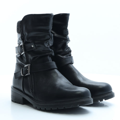 Lilley Womens Black Polyester Slip On Boot UK 7 EUR 40