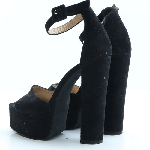 PRETTYLITTLETHING Womens Black Polyester Platform Heel UK 4 EUR 37