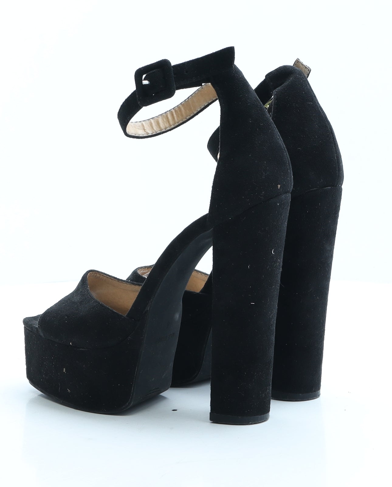 PRETTYLITTLETHING Womens Black Polyester Platform Heel UK 4 EUR 37