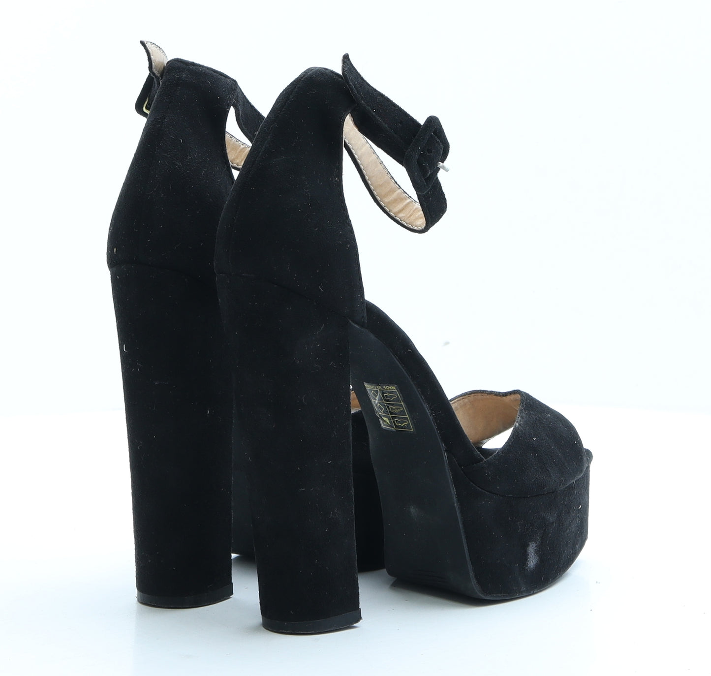 PRETTYLITTLETHING Womens Black Polyester Platform Heel UK 4 EUR 37