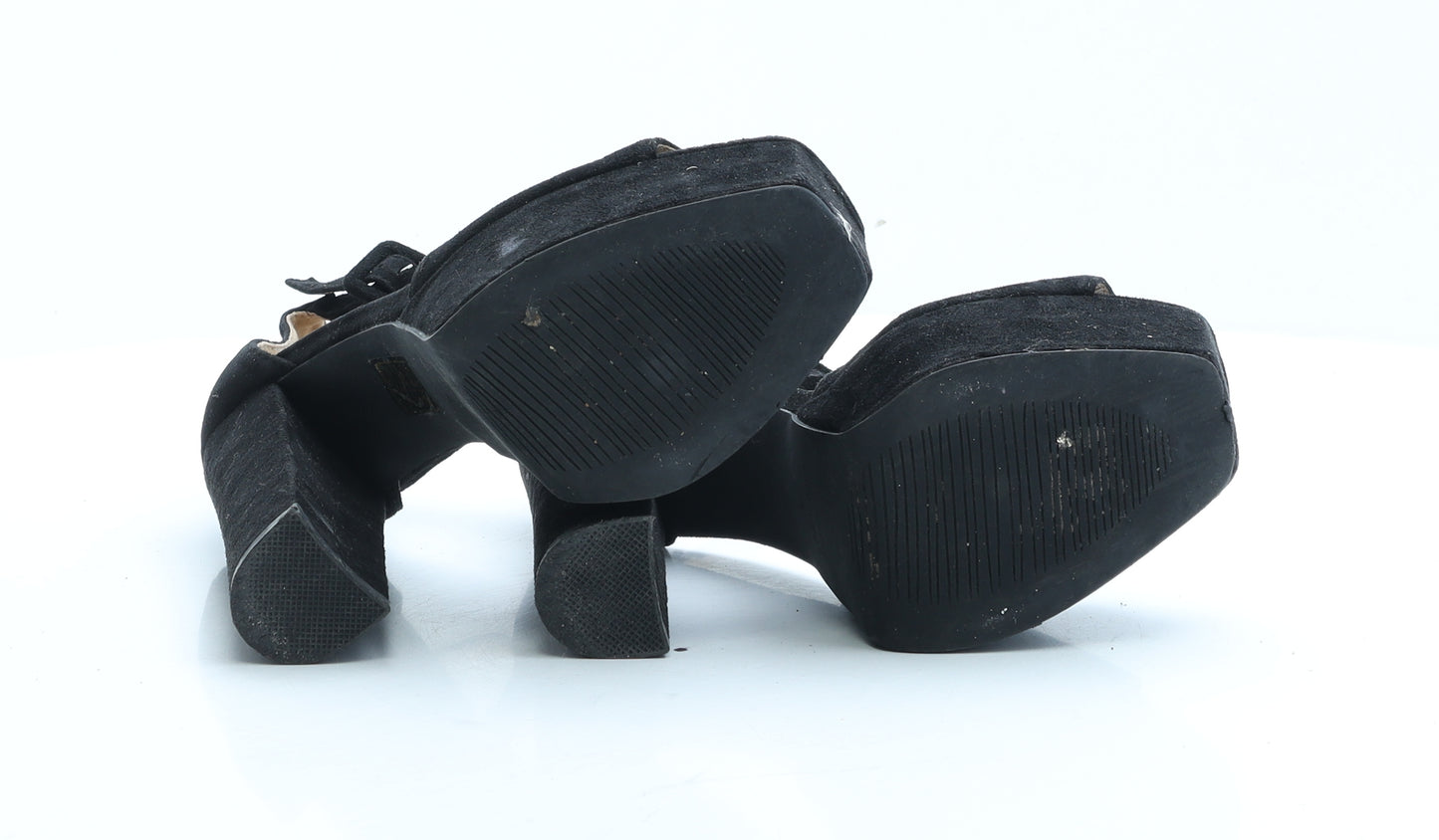 PRETTYLITTLETHING Womens Black Polyester Platform Heel UK 4 EUR 37