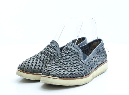 Preworn Womens Blue Geometric Polyester Loafer Flat UK 4 EUR 37