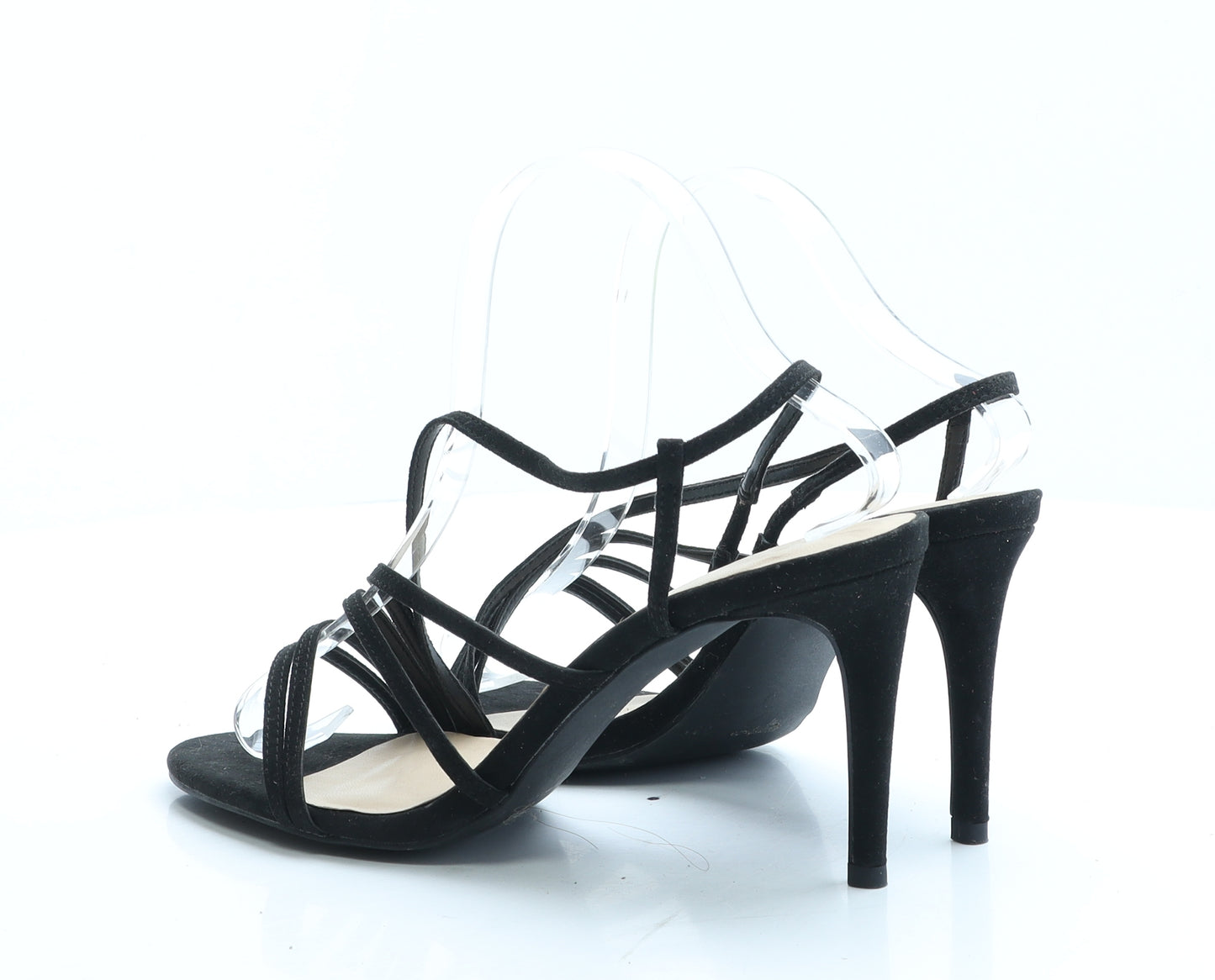 New Look Womens Black Polyester Strappy Heel UK 7 EUR 40