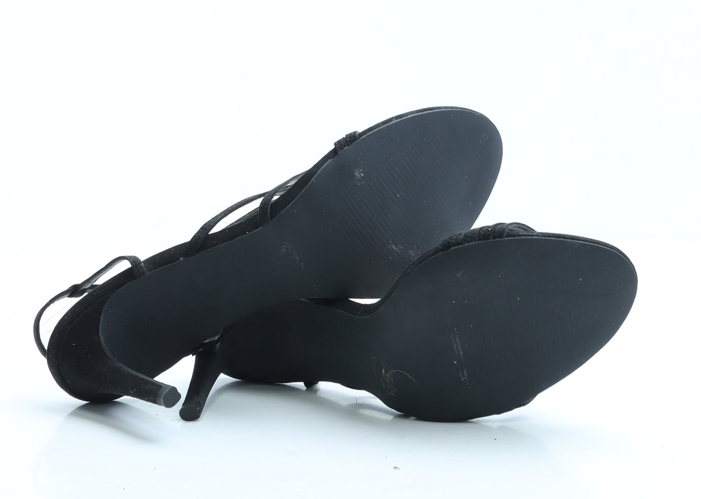 New Look Womens Black Polyester Strappy Heel UK 7 EUR 40