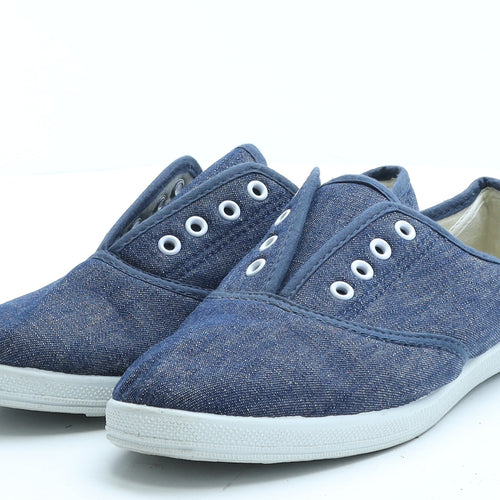 E-vie Womens Blue Polyester Flat UK 6 EUR 39