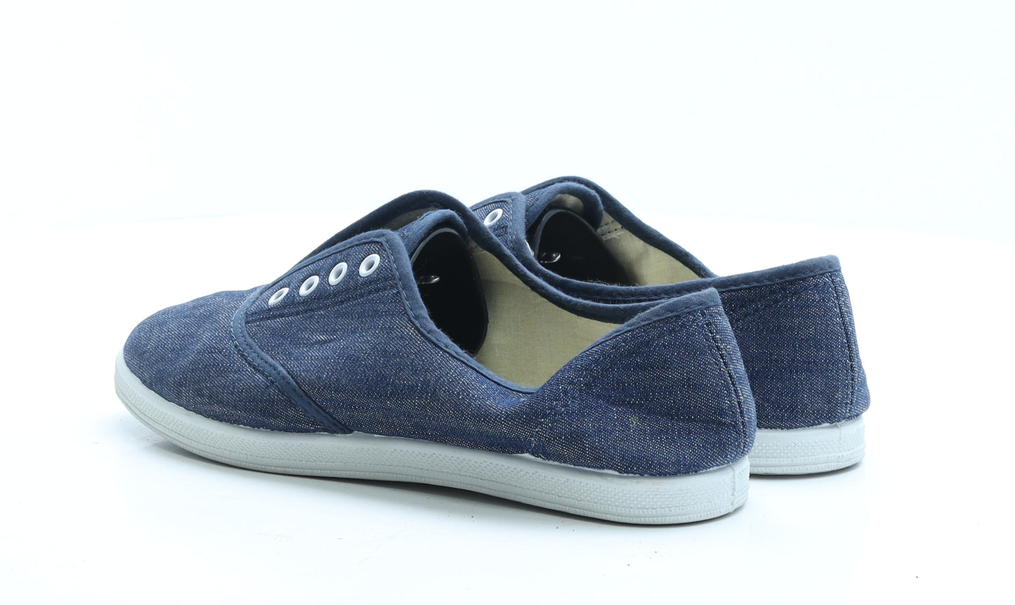 E-vie Womens Blue Polyester Flat UK 6 EUR 39