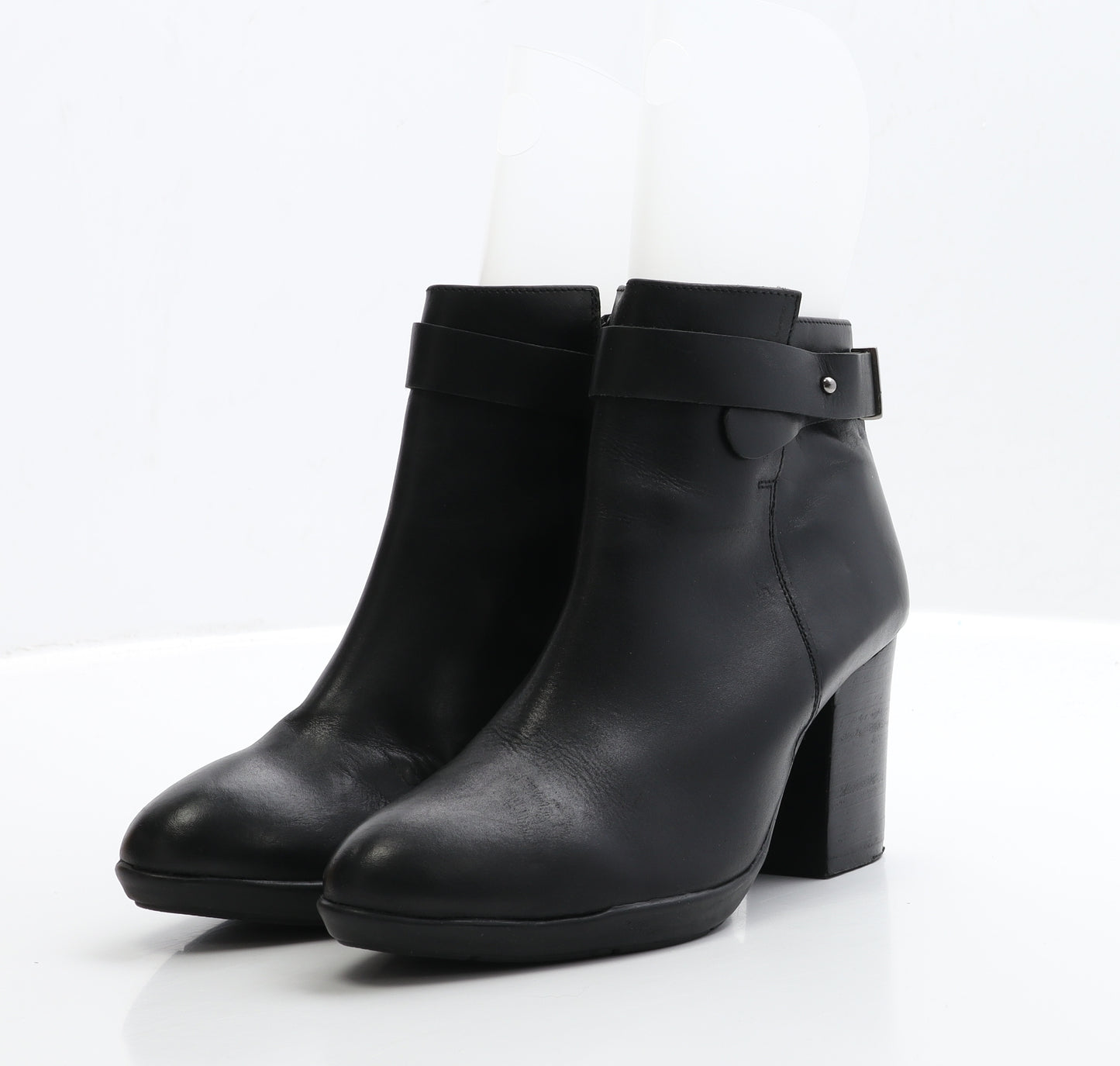 F&F Womens Black Leather Bootie Boot UK 4 EUR 37