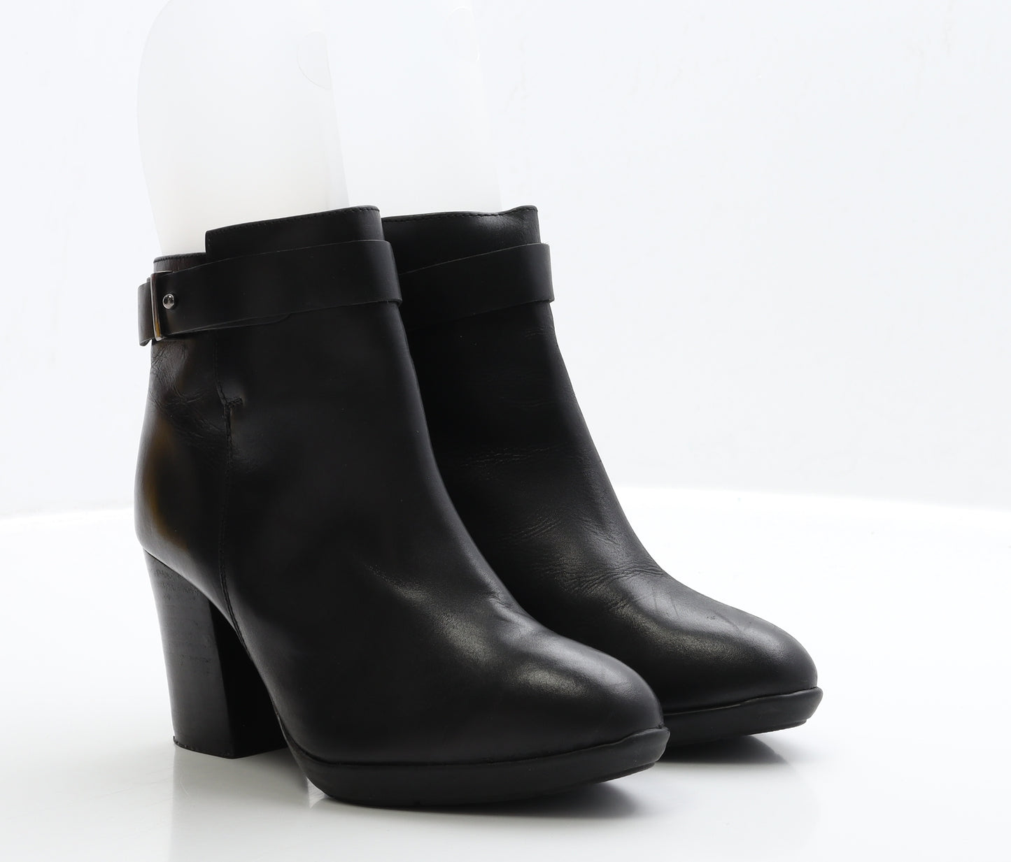 F&F Womens Black Leather Bootie Boot UK 4 EUR 37