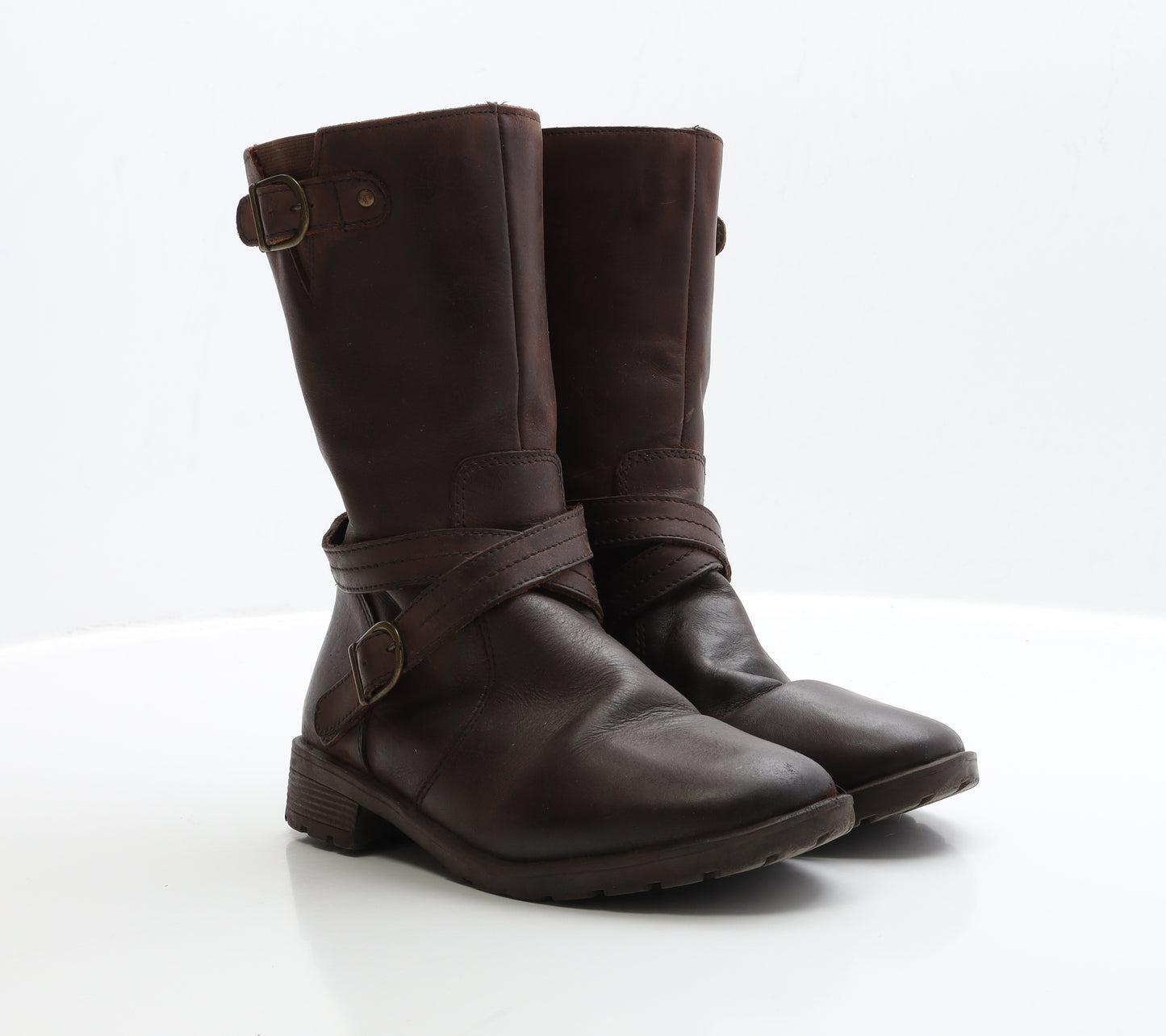 Marks and Spencer Womens Brown Faux Leather Biker Boot UK 3