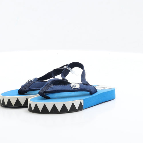 Preworn Boys Blue Rubber Slingback Sandal UK 6 EUR 23 - Shark Detail