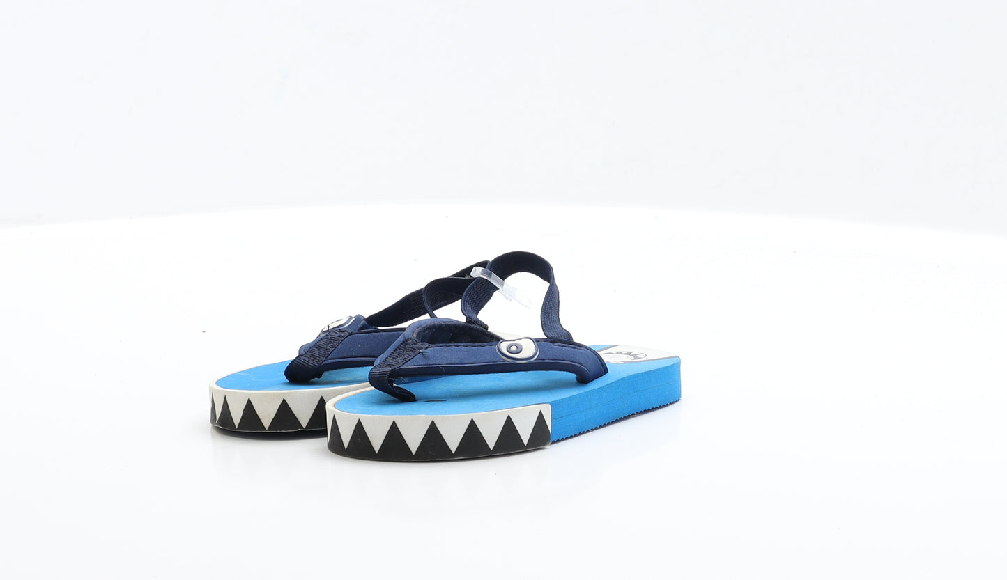 Preworn Boys Blue Rubber Slingback Sandal UK 6 EUR 23 - Shark Detail
