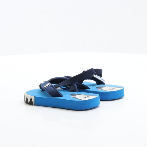 Preworn Boys Blue Rubber Slingback Sandal UK 6 EUR 23 - Shark Detail