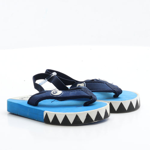Preworn Boys Blue Rubber Slingback Sandal UK 6 EUR 23 - Shark Detail