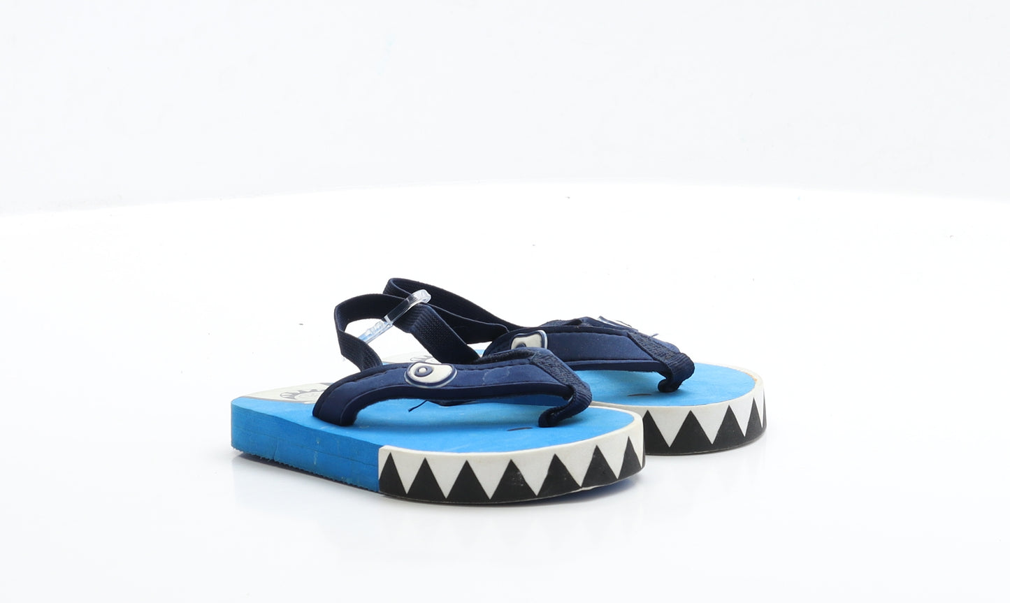 Preworn Boys Blue Rubber Slingback Sandal UK 6 EUR 23 - Shark Detail