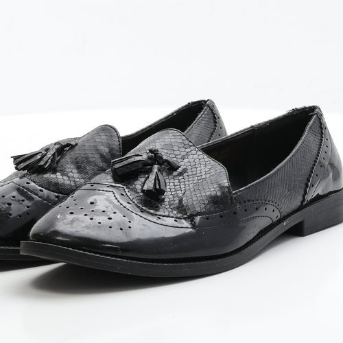 Primark Womens Black Patent Leather Loafer Casual UK 7 40 - wi