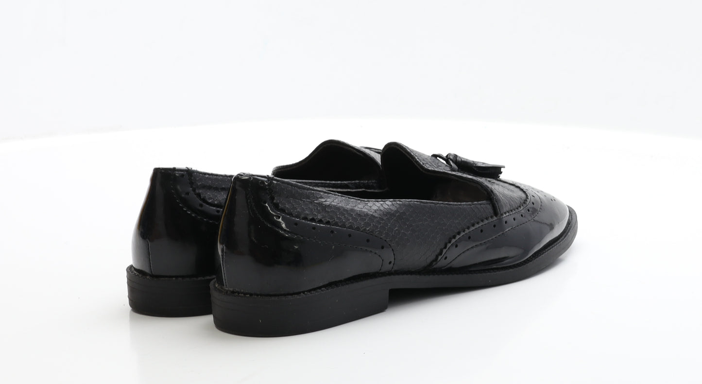 Primark Womens Black Patent Leather Loafer Casual UK 7 40 - wi