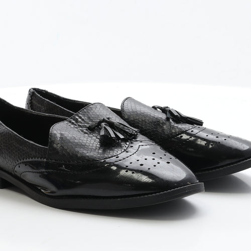 Primark Womens Black Patent Leather Loafer Casual UK 7 40 - wi